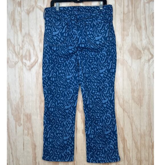 NYDJ 14 Blue Animal Print Maryland Straight Jeans Lift Tuck Technology - Picture 2 of 9